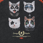 Retro Black Cats Graphic Oversized T-Shirt — front view