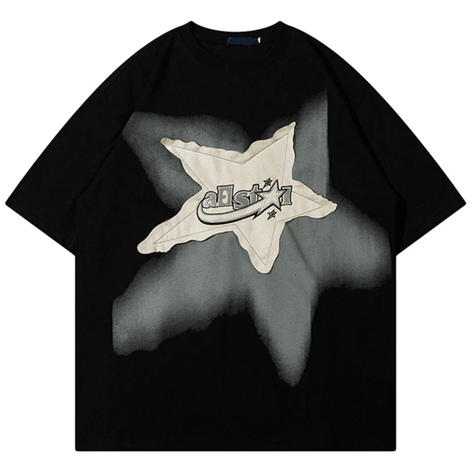 Y2K Star Spliced Oversized T-Shirt — styling shot
