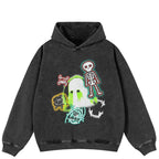 Y2K Black Graffiti Graphic Oversized Hoodie — fit shot
