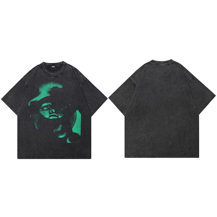 Black Face Washed T-Shirt — fit shot