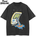 Graphic Retro Black Faded T-Shirt — front view
