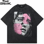 Retro Black Face Washed T-Shirt — front view