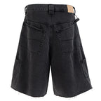Vintage Black Loose Denim Shorts — front view