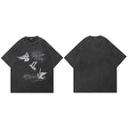 Print Black Faded T-Shirt — fit shot