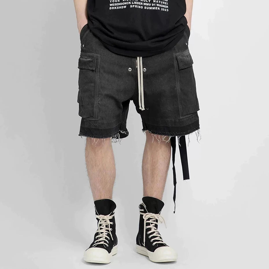Vintage Baggy Denim Shorts — fit shot