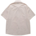 Vintage Cat Embroidered Oversized Shirt — front view