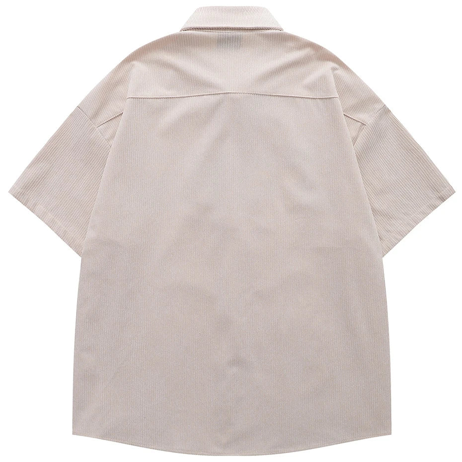 Vintage Cat Embroidered Oversized Shirt — front view
