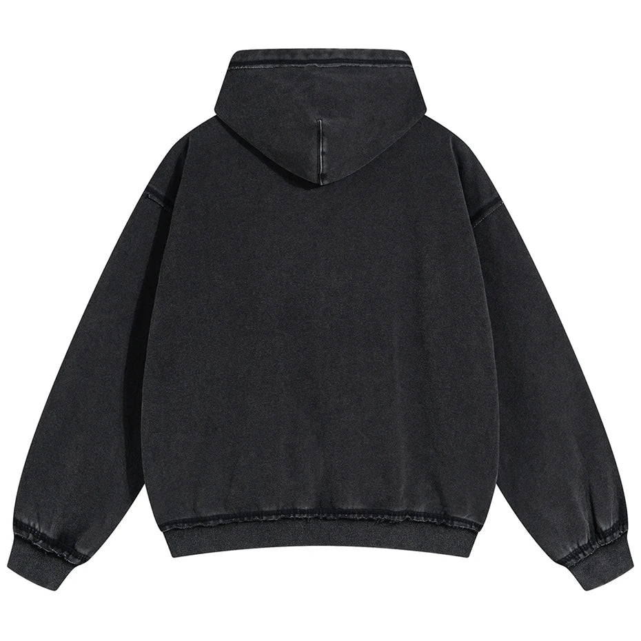 Vintage Black Zip Oversized Coat — front view