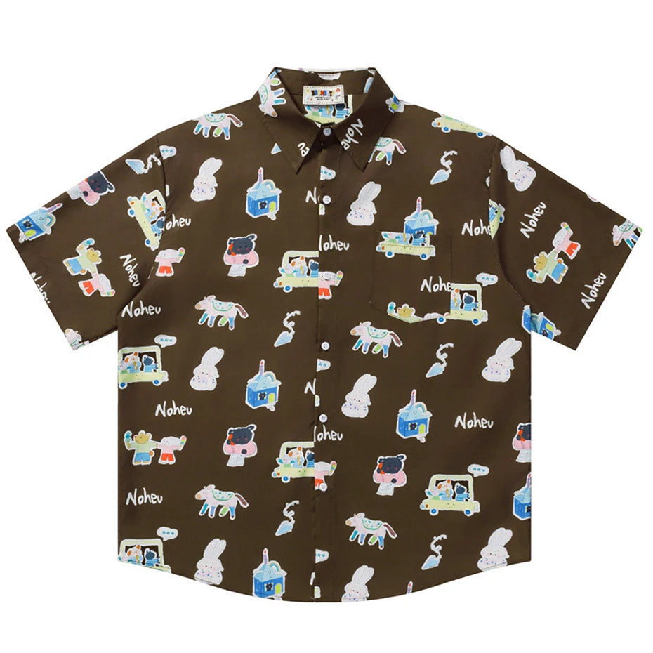 Shirts Cartoon Graphic Loose Shirt — back view