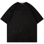 Letter Embroidered Suede Oversized T-Shirt — back view