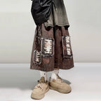 Vintage Patchwork Baggy Denim Shorts — fit shot
