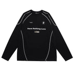Y2K Black Oversized Long Sleeve Tee — styling shot