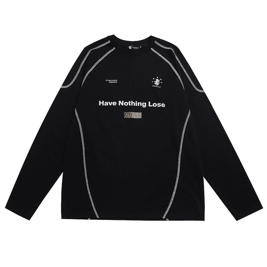Y2K Black Oversized Long Sleeve Tee — styling shot