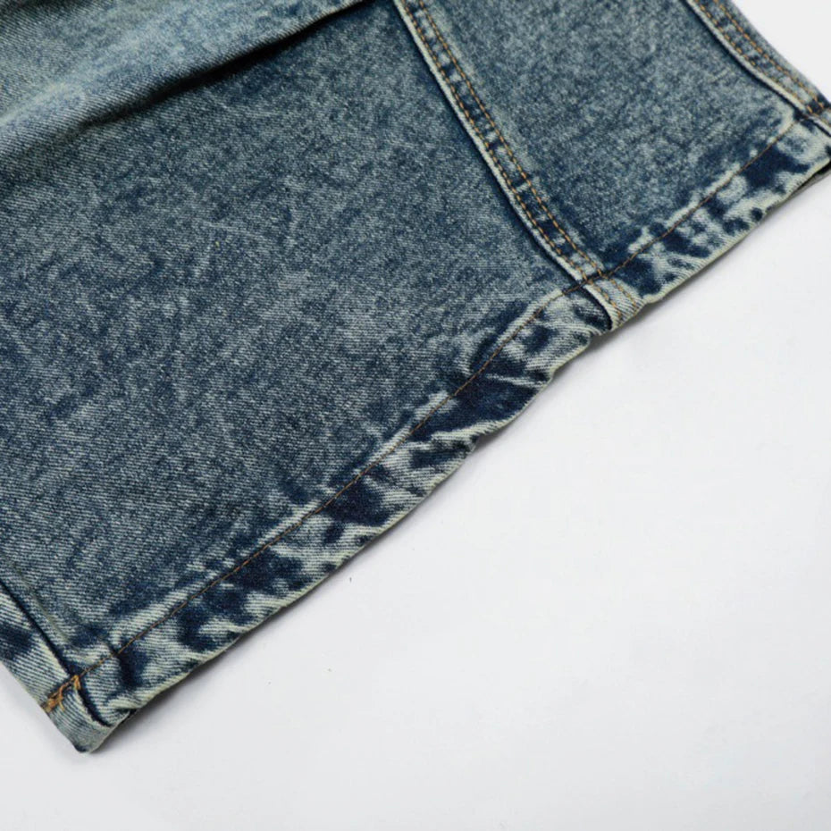 Punk Blue Loose Denim Shorts — fit shot