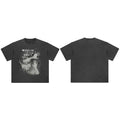 Struggling Retro Black Washed T-Shirt — fabric close-up