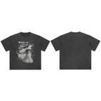 Struggling Retro Black Washed T-Shirt — fabric close-up