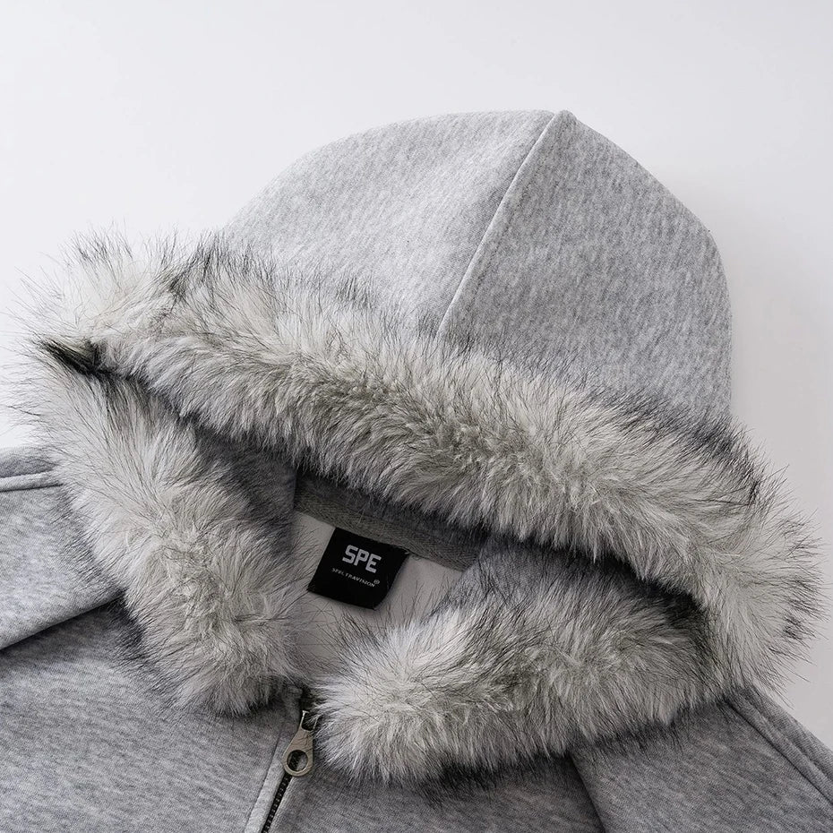 Collar Fur Oversized Jacket — fit shot
