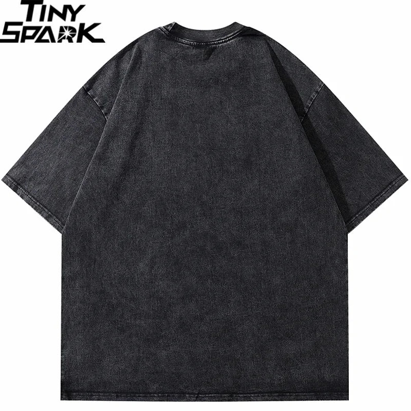 Vintage Black Bear Washed Oversized T-Shirt — back view