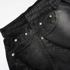 Tassel Vintage Patchwork Denim Baggy Jeans — detail shot