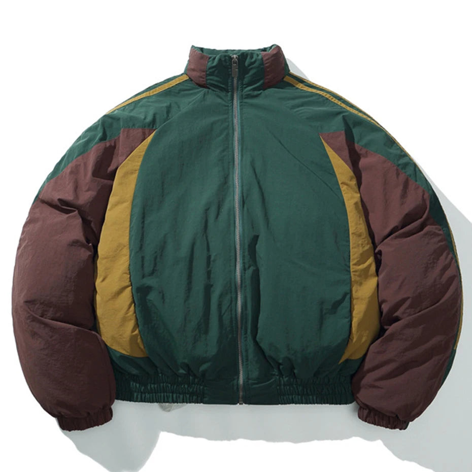 Vintage Patchwork Oversized Puffer Jacket — back view