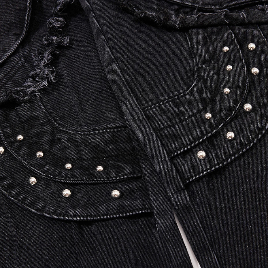 Punk Vintage Patchwork Denim Baggy Jeans — detail shot