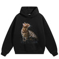 Leopard Cat Print Hoodie — fabric close-up