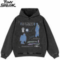 Escape Black Graphic Oversized Hoodie — front view
