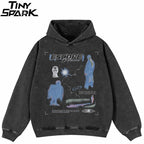 Escape Black Graphic Oversized Hoodie — front view