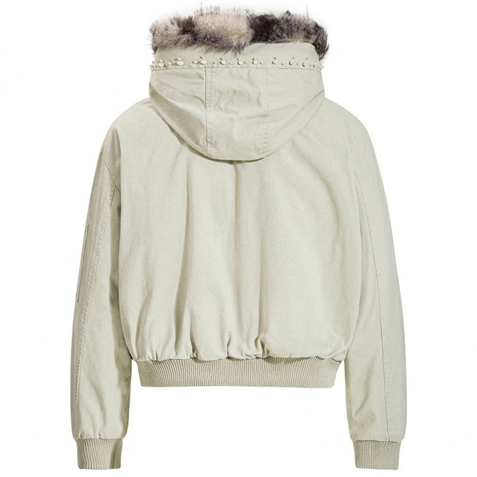 Vintage Padded Fur Oversized Puffer Jacket — detail shot