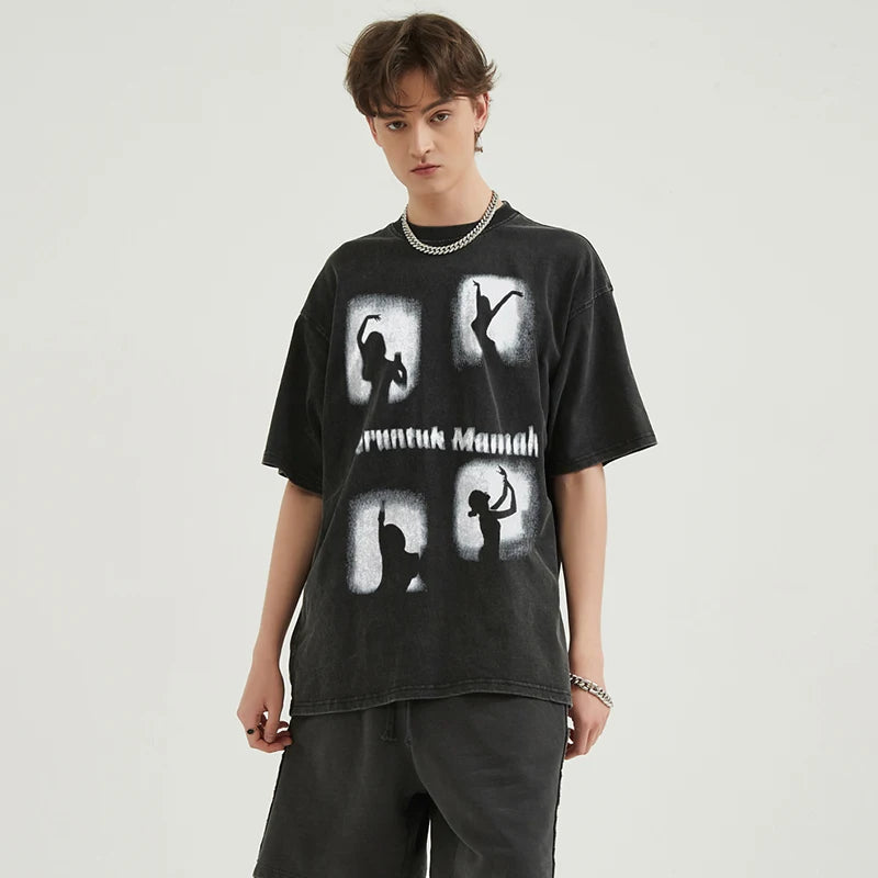 Vintage Black Washed Relaxed T-Shirt — front view