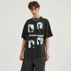 Vintage Black Washed Relaxed T-Shirt — front view