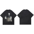 Graphic Retro Black Human Shadow Washed T-Shirt — styling shot
