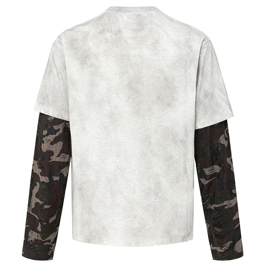 Vintage Camouflage Patchwork Oversized T-Shirt — front view