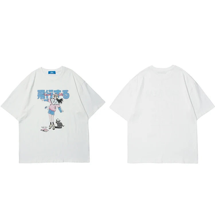 Cartoon Girl Print T-Shirt — fit shot