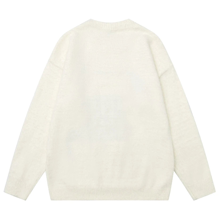 Sweaters Y2K Cat Graphic Knit Oversized Sweater — front view