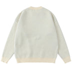 Black Patchwork Knit Loose Sweater — front view