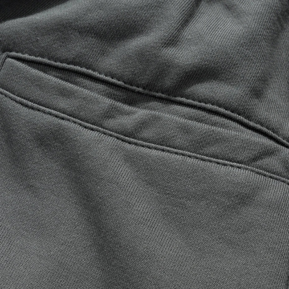 Black Zip Shorts — fabric close-up