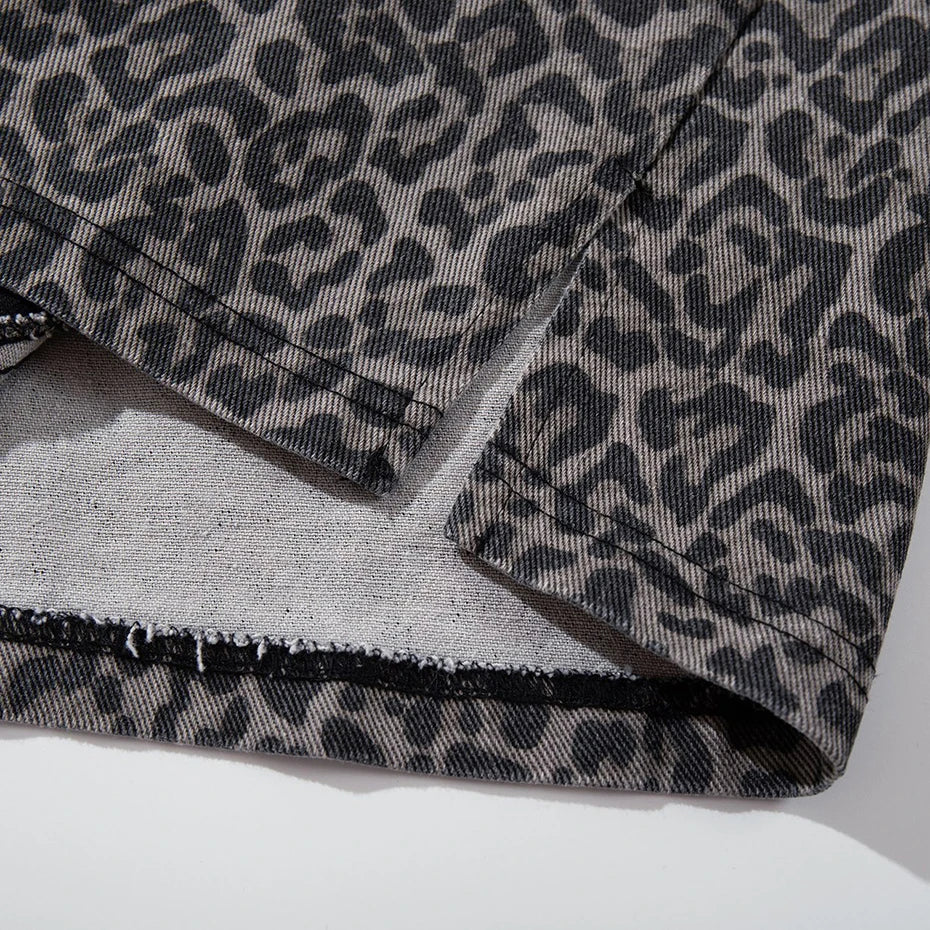 Vintage Leopard Patchwork Oversized T-Shirt — fit shot