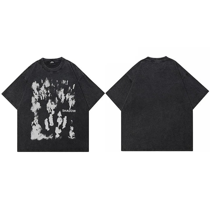 Retro Black Human Shadow Washed T-Shirt — styling shot