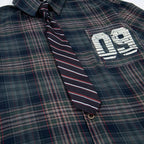 Vintage Plaid Oversized Varsity Jacket — fit shot