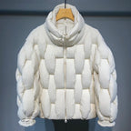 Black Padded Loose Puffer Jacket — back view