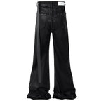 Red Print Denim Flare Jeans — front view