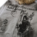 Y2K Hooded Fur Oversized Jacket — fabric close-up