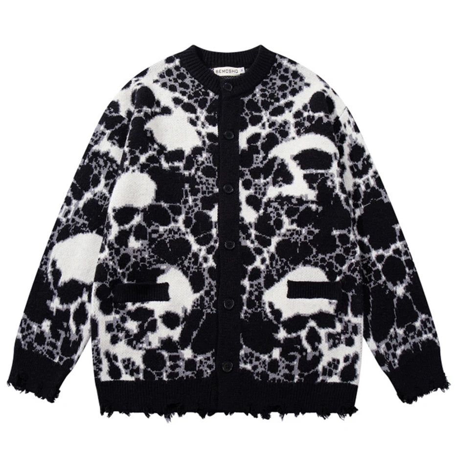 Goth Skull Car Graphic Knit Oversized Sweater — styling shot