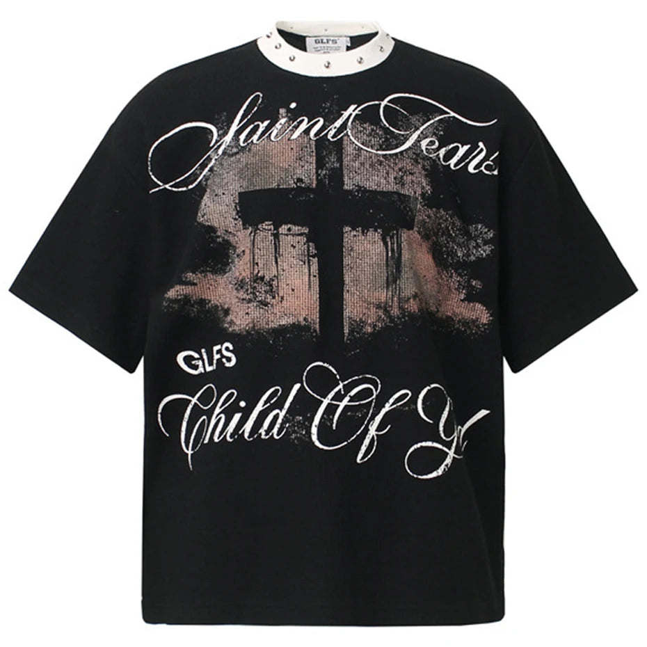 Y2K Cross Graphic Loose T-Shirt — styling shot