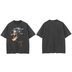 Black Wild Dog Graphic T-Shirt — fabric close-up