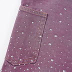 Black Rhinestone Denim Shorts — fit shot