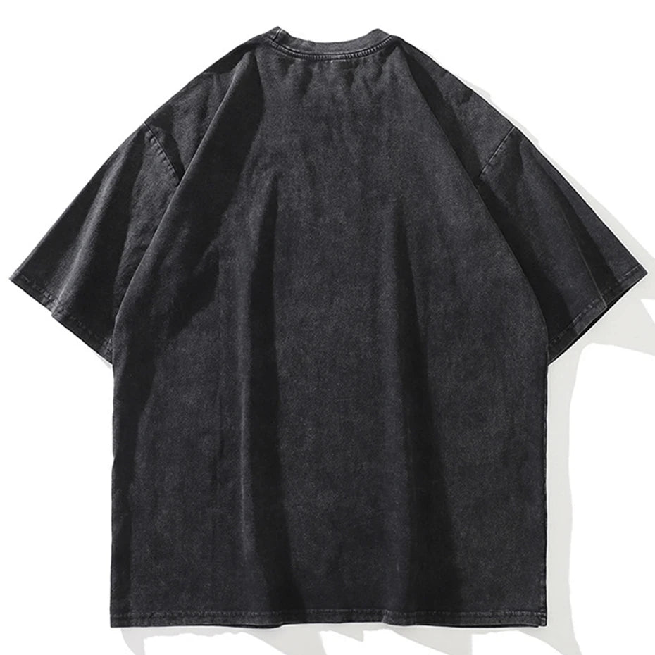 Vintage Eyes Print Oversized T-Shirt — front view
