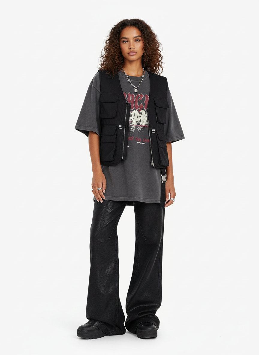 Theprecipice Black Wax Coated Flare Jeans - 2212