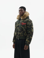 Embroidered Detachable Fur Hooded Jacket - 2546